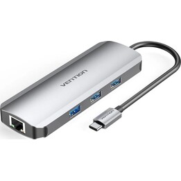 Vention TOKHB USB-C-Hub mit HDMI/3xUSB/USB-C PD/RJ45/SD-Kartenleser