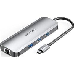 Vention TOKHB USB-C Hub with HDMI/3xUSB/USB-C PD/RJ45/SD Card Reader