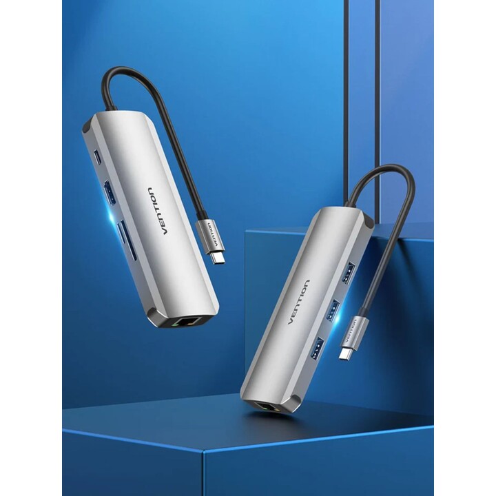Hub USB-C Vention TOKHB con lettore di schede HDMI/3xUSB/USB-C PD/RJ45/SD