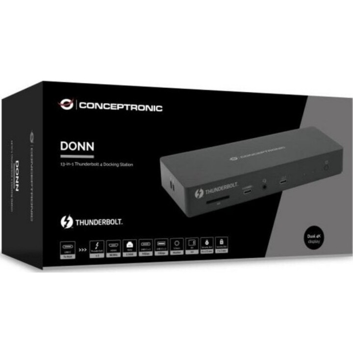 Conceptronic Usb-C Replicator Porta Hdmi + 2Xthunderbolt 4 + 2Xusb 3.0 + 2Xusb-C + Usb-C Pd 96W + Sd/Micro Sd