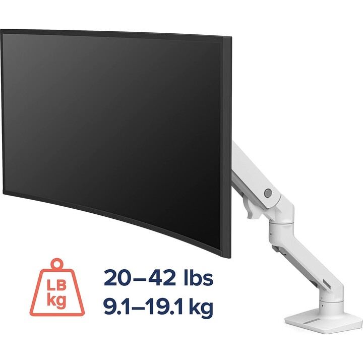 Braço de montagem para monitor de secretária Hx - Branco - 1 monitor - Máx. 42 polegadas