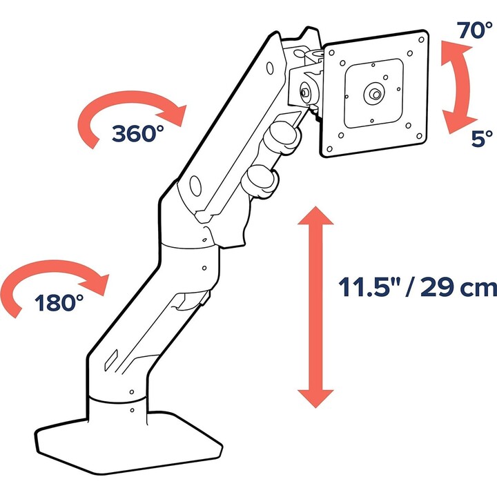 Braço de montagem para monitor de secretária Hx - Branco - 1 monitor - Máx. 42 polegadas