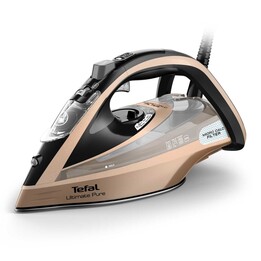 Tefal Ultimate Pure FV9852E0 Iron, Durilium AirGlide Steam-Dry Iron, Autoclean Soleplate, 3200 W, Black, Copper