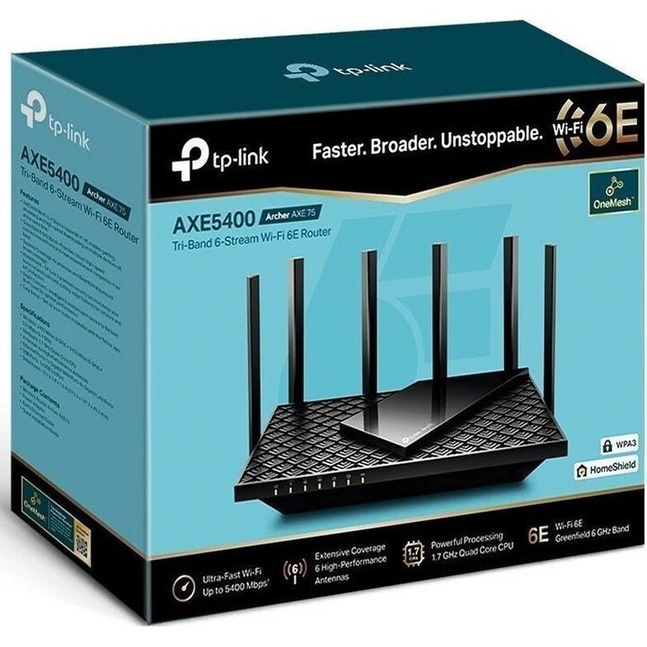 TP-Link Archer AXE75 Wi-Fi 6E AI de Triple Banda Gigabit Ethernet Negro