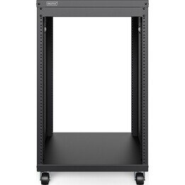 16U AVS Rack - 780 x 507 x 460 mm Threaded Mounting Holes - Castors - Black