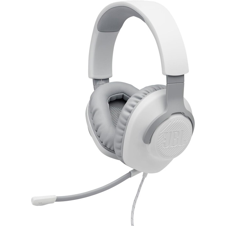 Cuffie da gioco JBL Quantum 100 con microfono / jack da 3,5 mm / bianche
