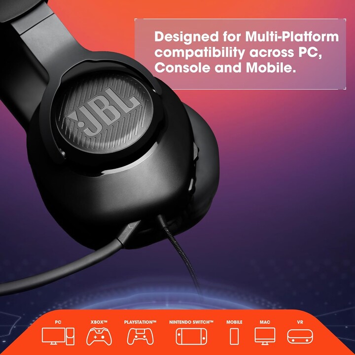 Cuffie da gioco JBL Quantum 100 con microfono / jack da 3,5 mm / bianche