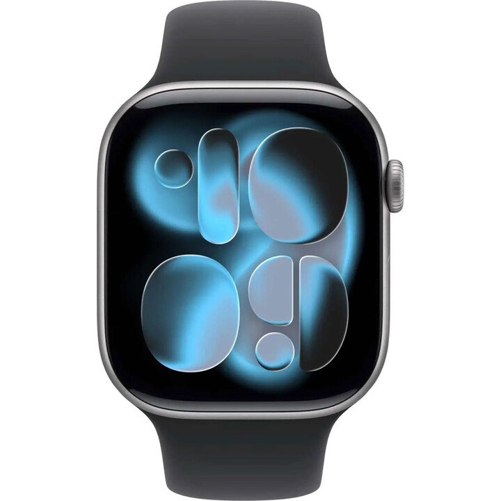 Apple Watch Series 11 GPS Cellular 42 mm Space Grey Aluminiumgehäuse mit schwarzem Sportarmband M/L