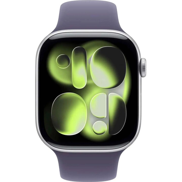 Apple Watch Series 11 GPS Cellular Cassa in alluminio argento da 46 mm con cinturino Sport lilla S/M