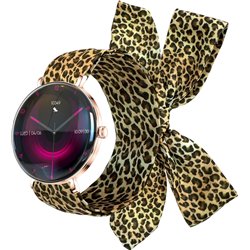 Forever Smartwatch Lucca SB-370 / Notifications / Heart Rate / Rose Gold / Includes Leopard Strap