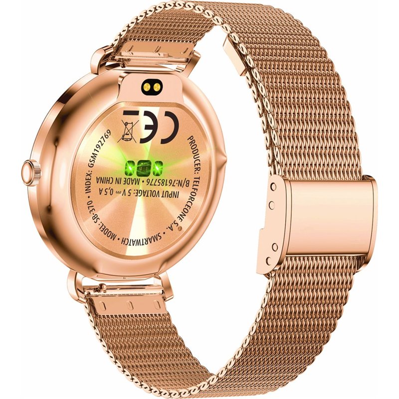 Smartwatch Forever Lucca SB-370 / Notificações / Frequência Cardíaca / Ouro Rosa / Inclui Pulseira de Oncinha