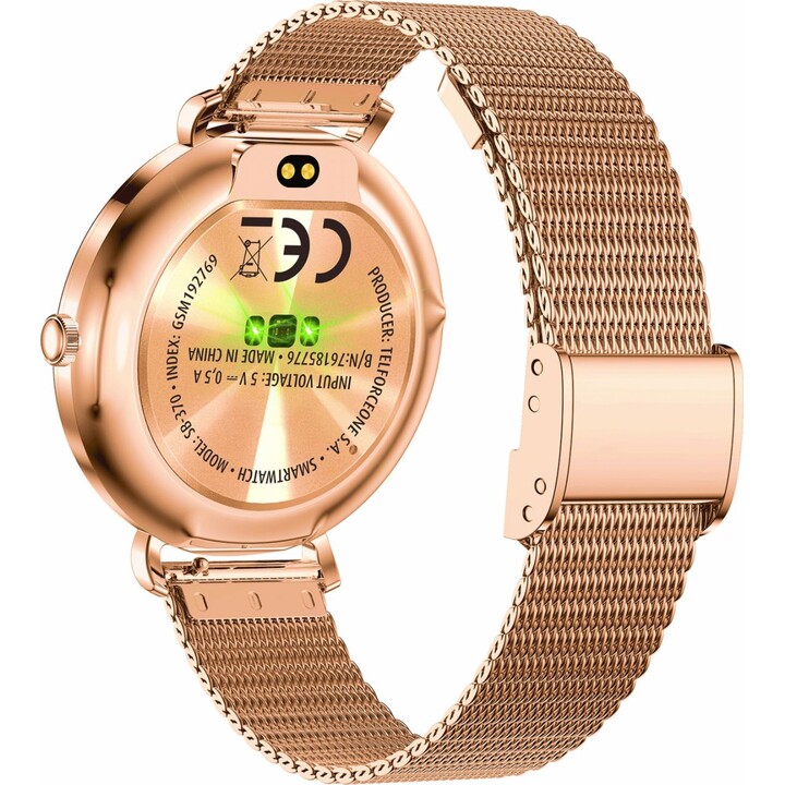 Forever Smartwatch Lucca SB-370 / Notifiche / Frequenza cardiaca / Oro rosa / Include cinturino maculato