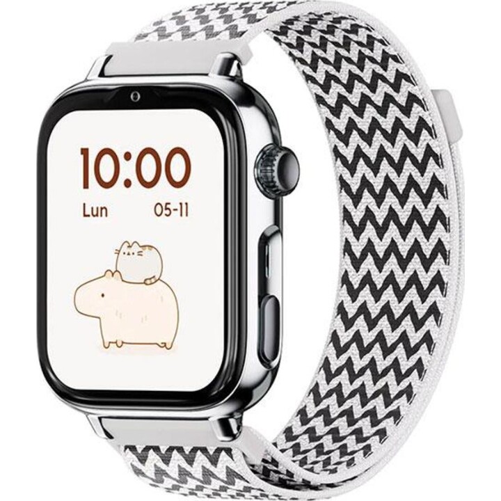 SaveWatch Plus 2 Smartwatch mit Anrufen und GPS / Savefamily / 680 mAh / Nano-SIM / Stoff / Silber / Zickzack