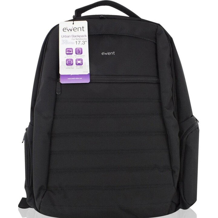 Ewent Urban 17.3" Laptop Backpack, Carrying Handle, Black