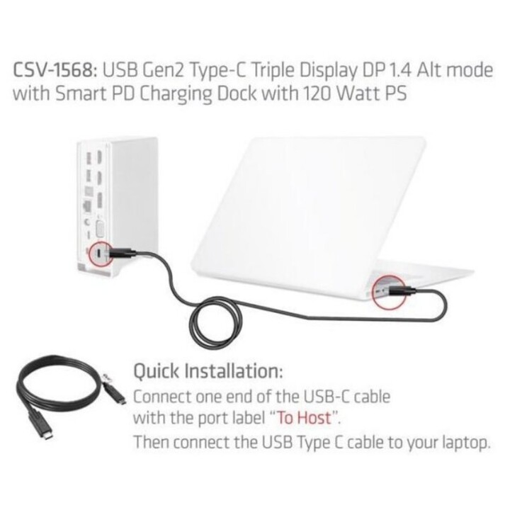 Estación de acoplamiento de accesorios USB-C/red de 120 W Club3D CSV-1568