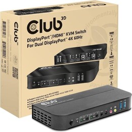 Switch de Vídeo Club3D KVM DP/HDMI/CSV-7210