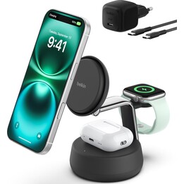 Magnetische 3-in-1-Ladestation mit Qi2-Technologie 25 W - Schwarz