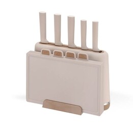 Maestro MR-1412-BEIGE Set coltelli con ceppo + tagliere Beige