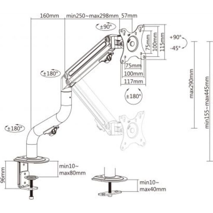Ewent Desktop Monitor Mount for 34" Monitors | Mechanical Spring