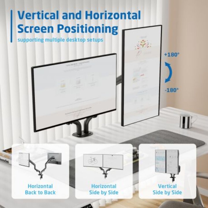 Ewent Soporte de escritorio doble para monitores de 34" | Resorte Mecánico