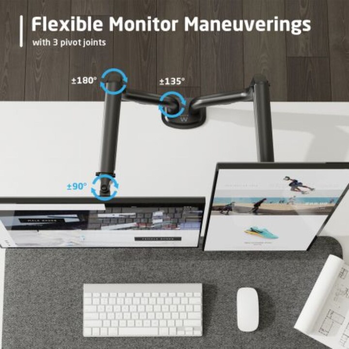 Ewent Soporte de escritorio doble para monitores de 34" | Resorte Mecánico