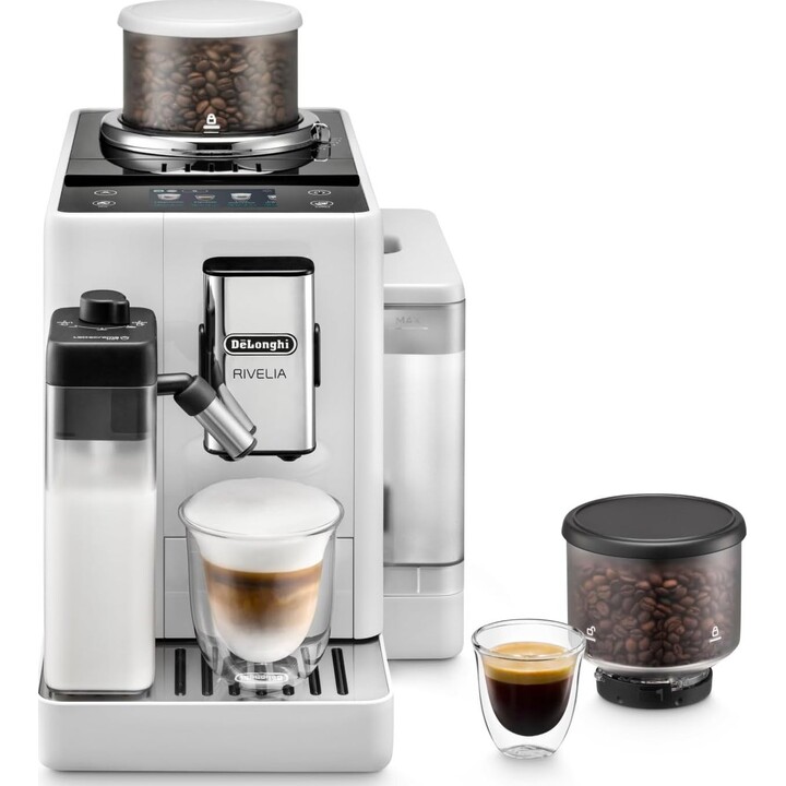 De'Longhi Rivelia EXAM440.55.W, Cafeteira Super Automática com LatteCrema Hot, Batedor de Leite Automático, Tamanho Compacto, 16