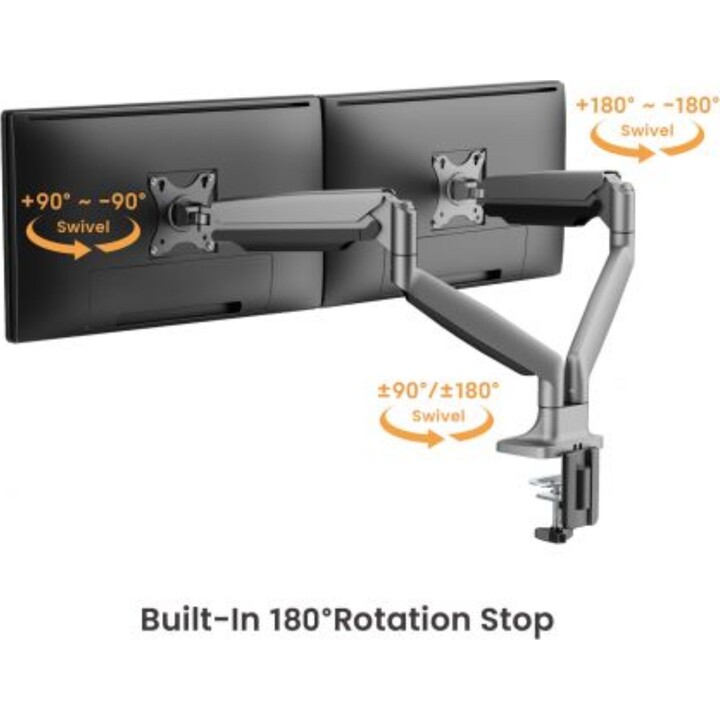 Ewent Desktop-Halterung für zwei flache/gewölbte/ultrabreite Monitore bis zu 35 Zoll und 15 kg