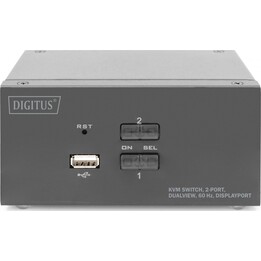4K-KVM-Umschalter - 3840 x 2160 Pixel - 2 Anschlüsse - Doppelanzeige - DisplayPort - Schwarz