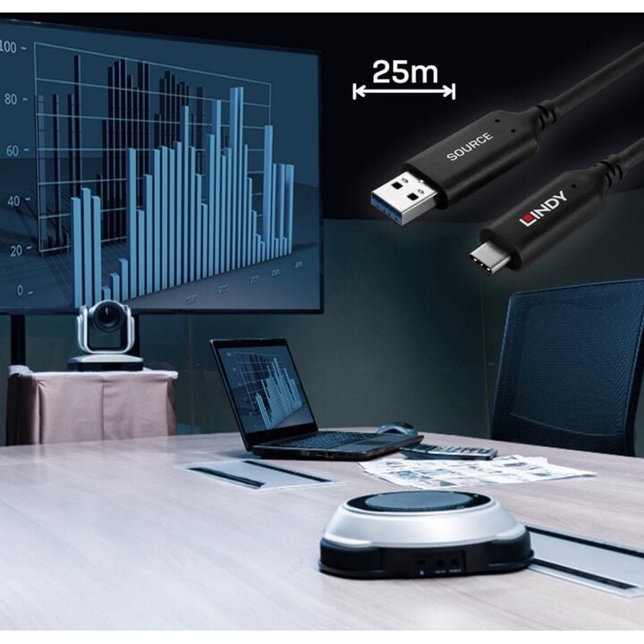 Cable USB 3.2 tipo A a C 25 m/43396 Lindy
