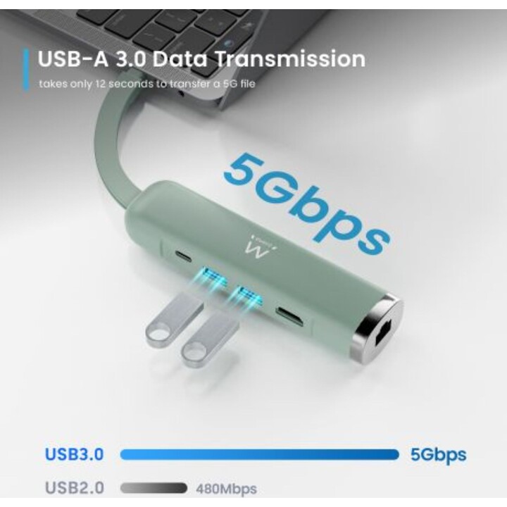 Dock multiporta Ewent 5 em 1 USB-C, 4K HDMI | 