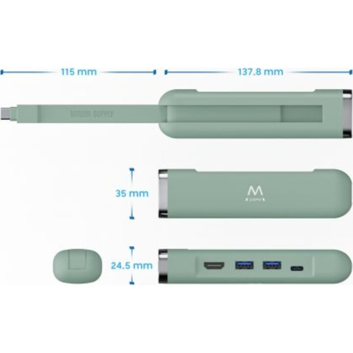 Dock multiporta Ewent 5 em 1 USB-C, 4K HDMI | 