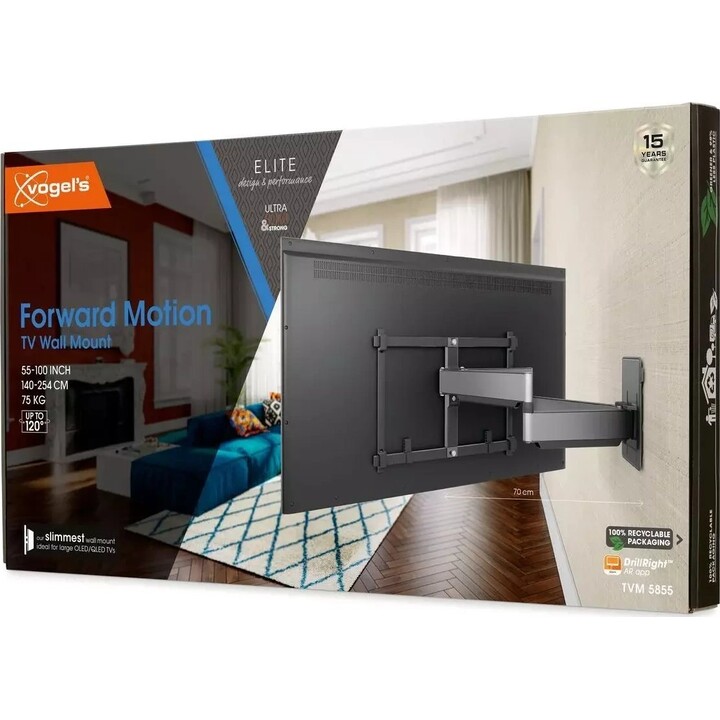 Soporte de pared para TV de movimiento completo Elite TVM 5855 de Vogel's Negro