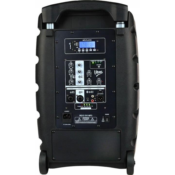 V-TONE BQ12 GO MP3 - Active speaker, rechargeable, black, Bluetooth, TWS, USB, SD, DSP, AUX, infrared remote control, 2x microph