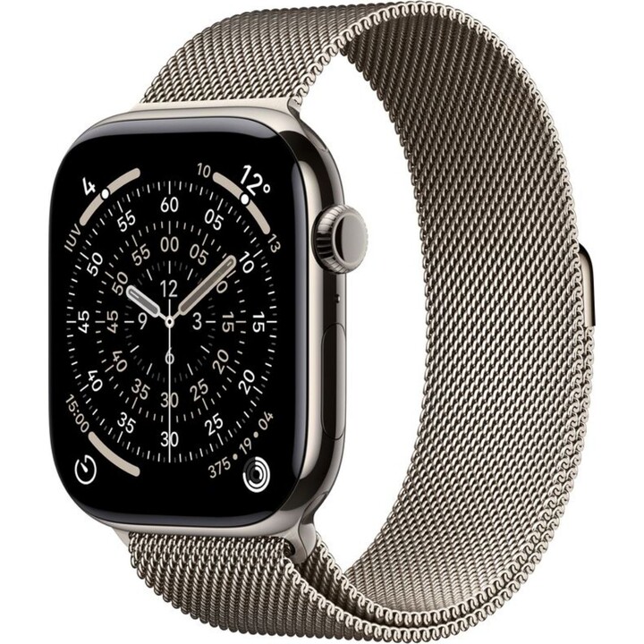 Apple Watch Series 11 GPS Cellular Cassa in titanio naturale da 46 mm con cinturino con passante in maglia milanese naturale M/L