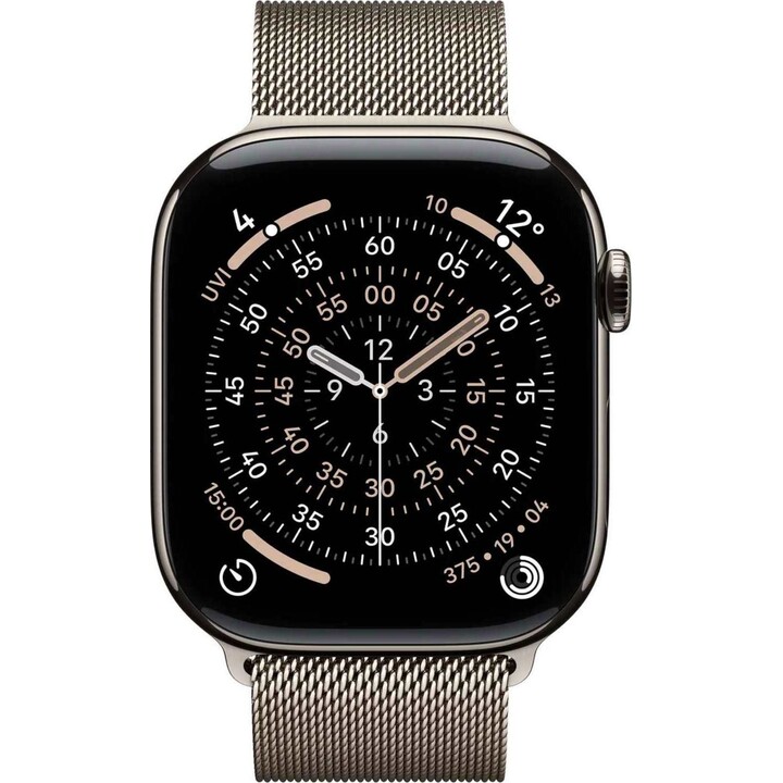 Apple Watch Series 11 GPS Cellular Cassa in titanio naturale da 46 mm con cinturino con passante in maglia milanese naturale M/L