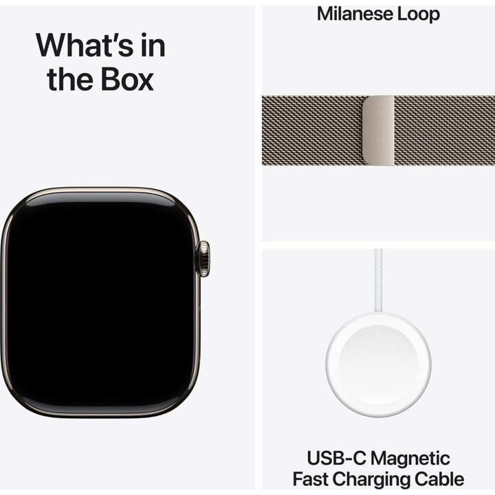 Apple Watch Series 11 GPS Cellular Cassa in titanio naturale da 46 mm con cinturino con passante in maglia milanese naturale M/L