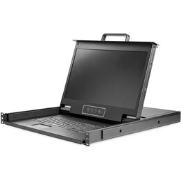 StarTech.com Rack KVM Konsole HD 1080p - US Tastatur(QWERTY), Ein Port VGA KVM mit 17" LCD Monitor - 1HE LCD KVM Konsolenschubla
