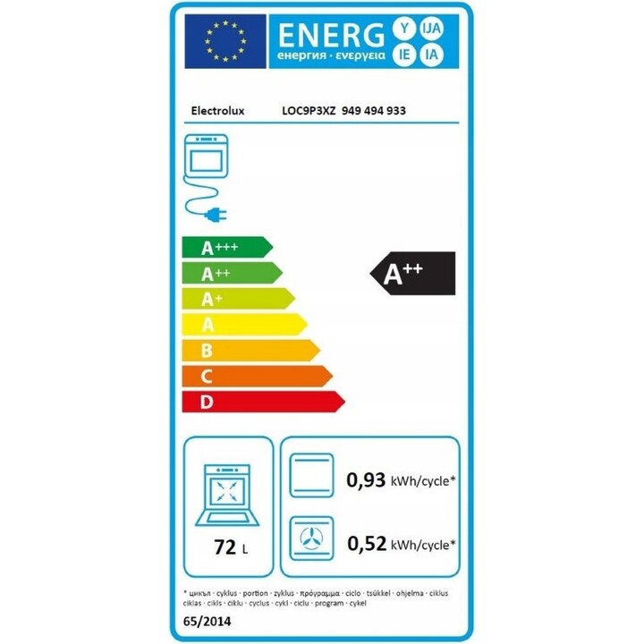 Four Electrolux Loc9p3xz avec fonction vapeur Noir