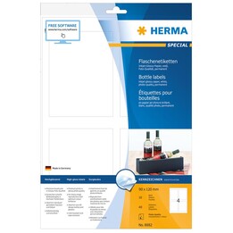 Etiquetas para botellas HERMA 8882 blancas 90,0 x 120,0 mm