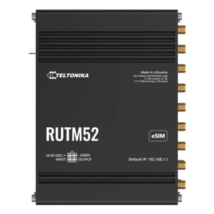 Roteador sem fio Teltonika RUTM52 Dual Band (2,4 GHz / 5 GHz) 5G Gigabit Ethernet, preto