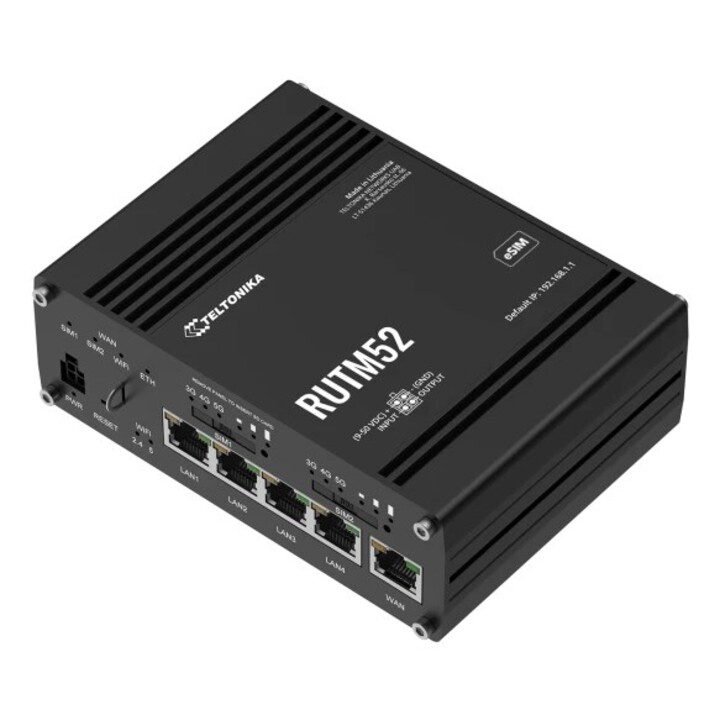 Teltonika RUTM52 Dual Band (2.4 GHz / 5 GHz) 5G Gigabit Ethernet Wireless Router Black