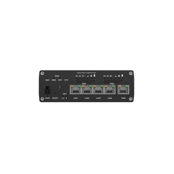 Teltonika RUTM52 router inalámbrico Gigabit Ethernet Doble banda (2,4 GHz / 5 GHz) 5G Negro
