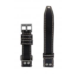 Leather strap Zeppelin Eurofighter, black 22 mm