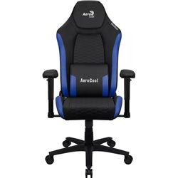Aerocool Gaming Chair in Black Synthetic Leather with Blue Details, Armrests, Lumbar Cushion