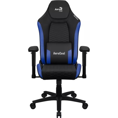 Aerocool Gaming Chair in Black Synthetic Leather with Blue Details, Armrests, Lumbar Cushion