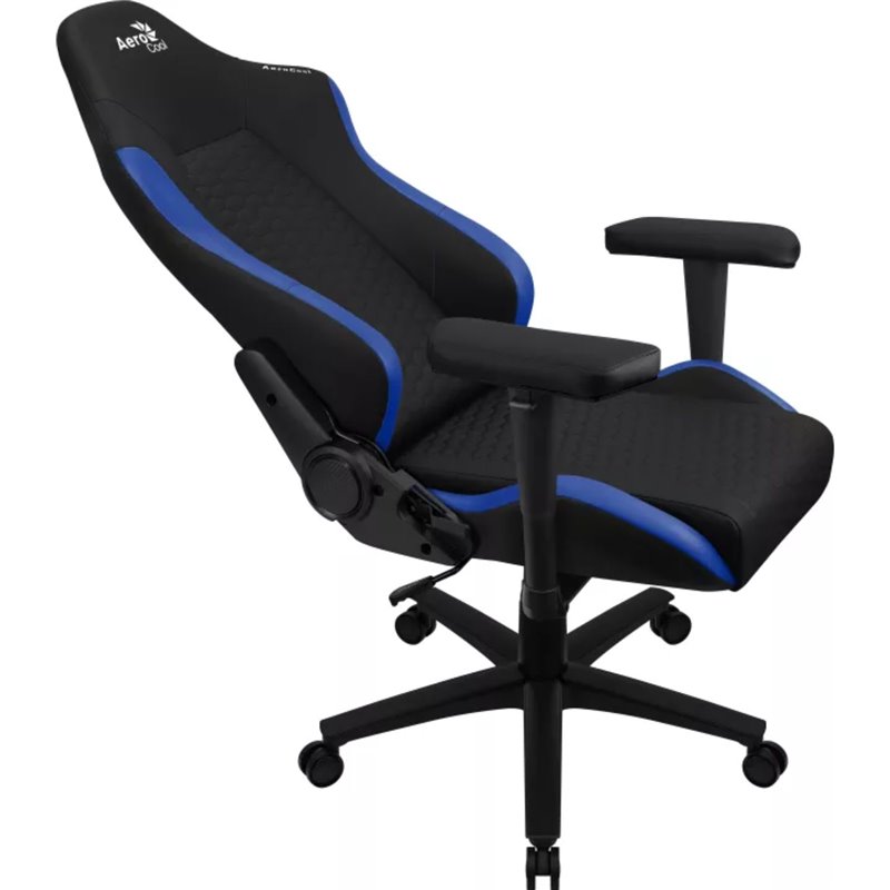 Aerocool Gaming Chair in Black Synthetic Leather with Blue Details, Armrests, Lumbar Cushion