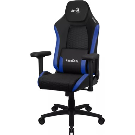 Aerocool Gaming Chair in Black Synthetic Leather with Blue Details, Armrests, Lumbar Cushion