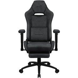 Aerocool Royal Slate Chair with Footrest Extension, Aerosuede Fabric, Adjustable Armrests, Black/Grey