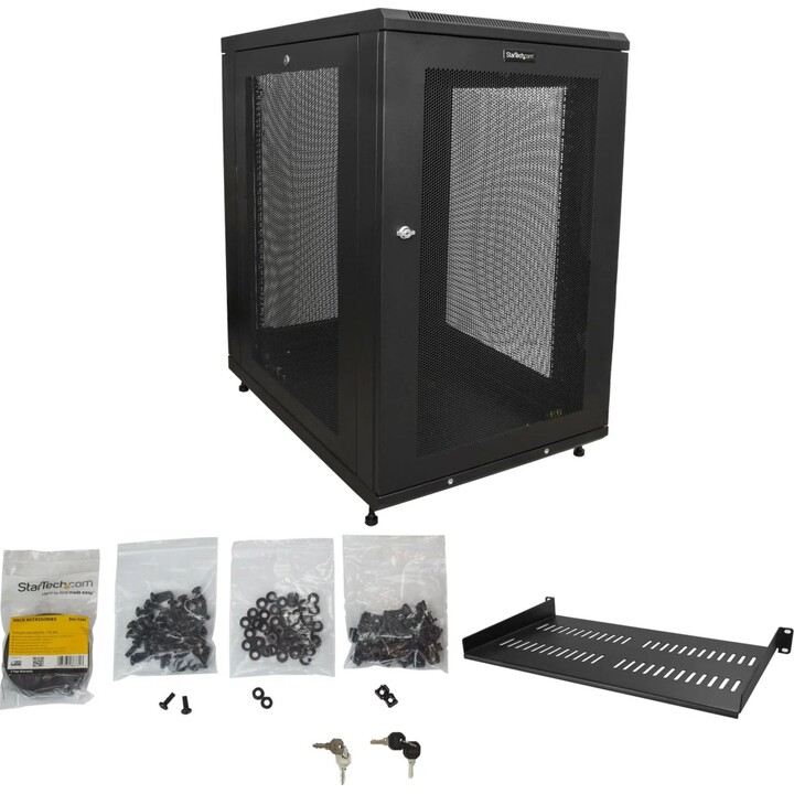 Startech 18U 19" 4 Column Server Rack Cabinet with Lock and Security