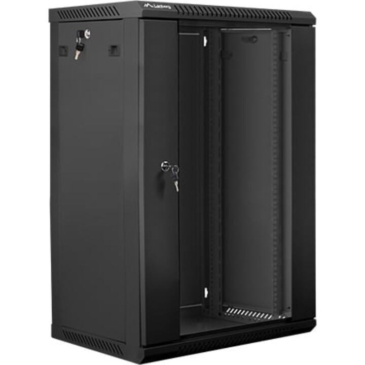 Lanberg WF01-6418-10B 18U 60kg IP20 Schwarz RAL9004 gehärteter selbstinstallierender Wandrahmen